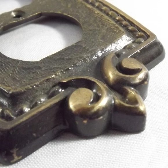 Vintage Brass Finish Switch Plate Cover, Electrical Outlet Cover for Two Plugs - Picture 4 of 10